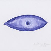2018 Encre violette œil encadré 24x18cm 
